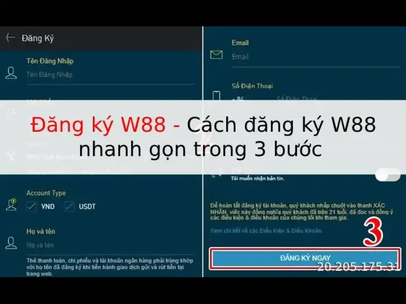 Các lưu ý quan trọng trong quá trình đăng ký tài khoản W88